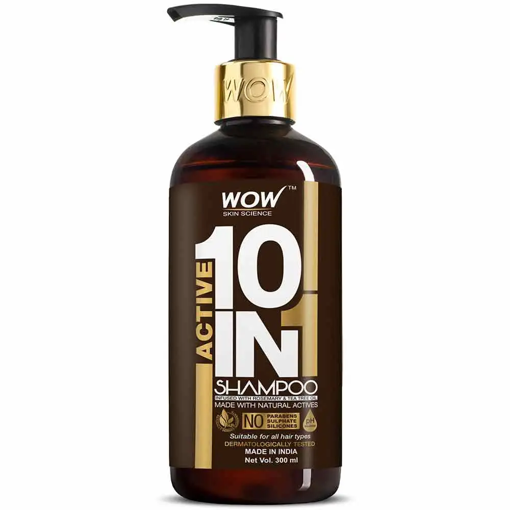 WOW Skin Science Active 10 in 1 Shampoo,  300 ml  for All Hair Types