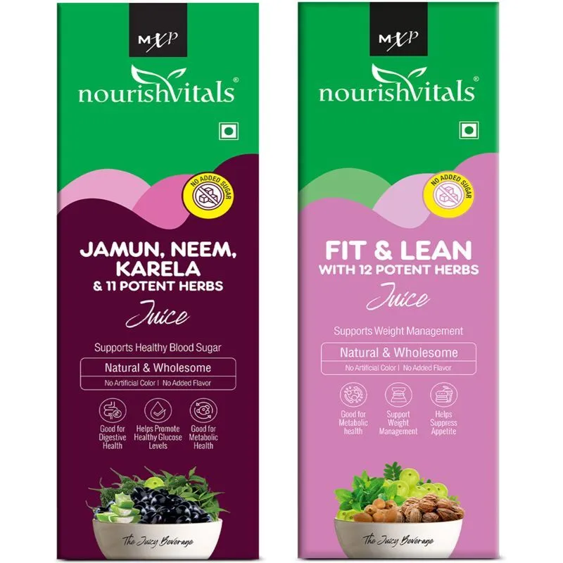 Nourish Vitals Healthcare Juices Combo - Jamun, Neem, Karela Juice + Fit & Lean Juice