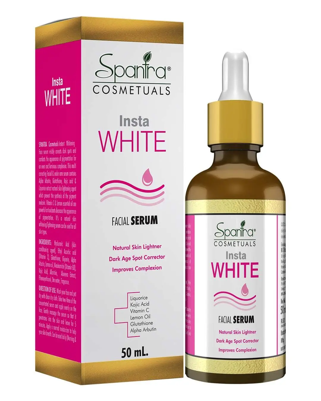 Spantra Insta White Facial Serum, Suitables for every skin types including dry, sensitive and oily, 50ml