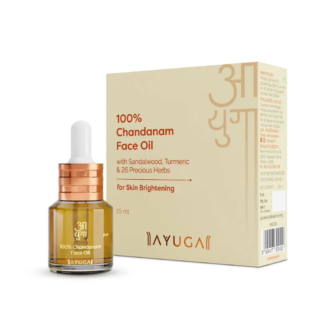 Ayuga 100% Chandanam Face Oil with Sandalwood & Turmeric for Skin Brightening 15ml