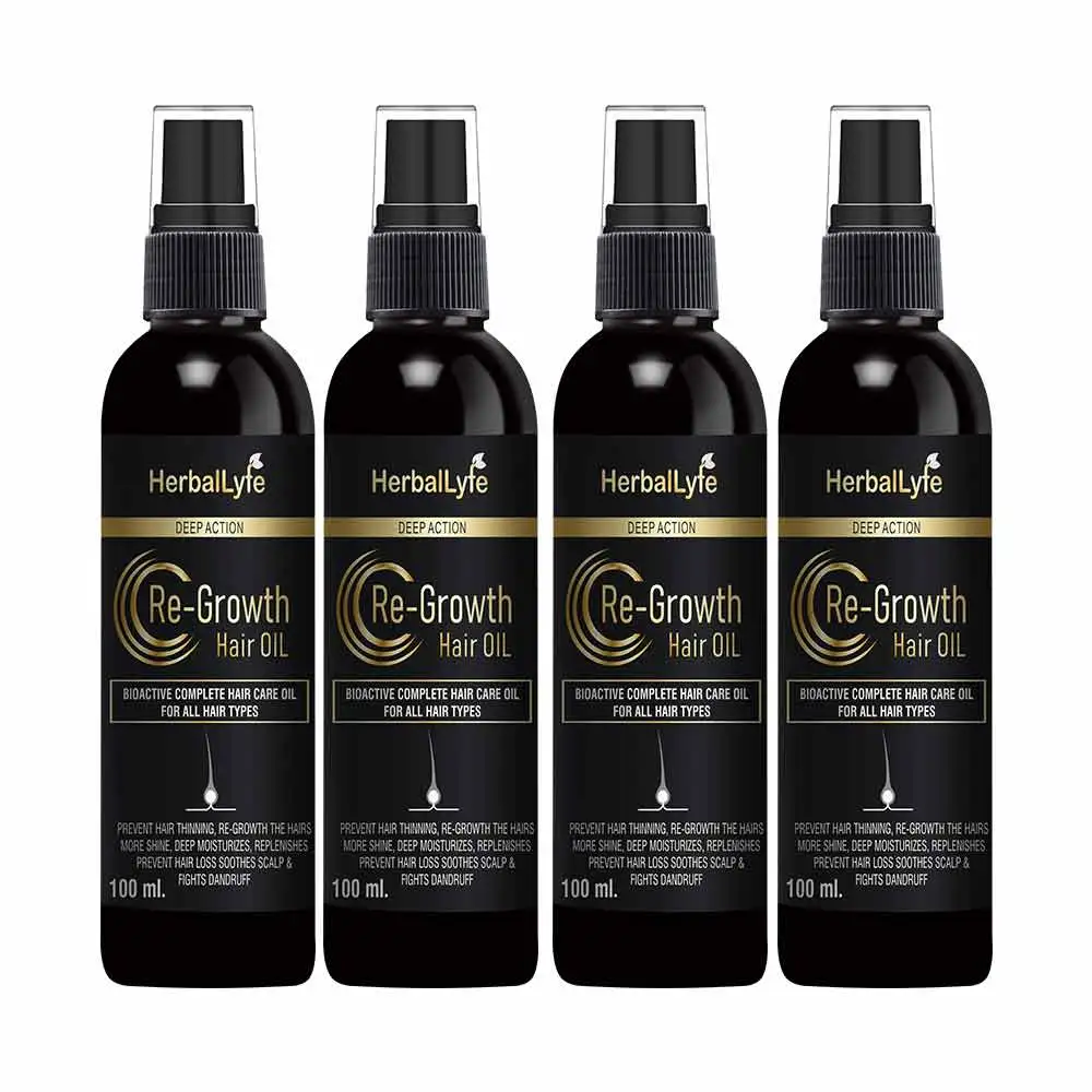 Herballyfe Re Growth Hair Oil (Pack of 4),  100 ml  for All Hair Types