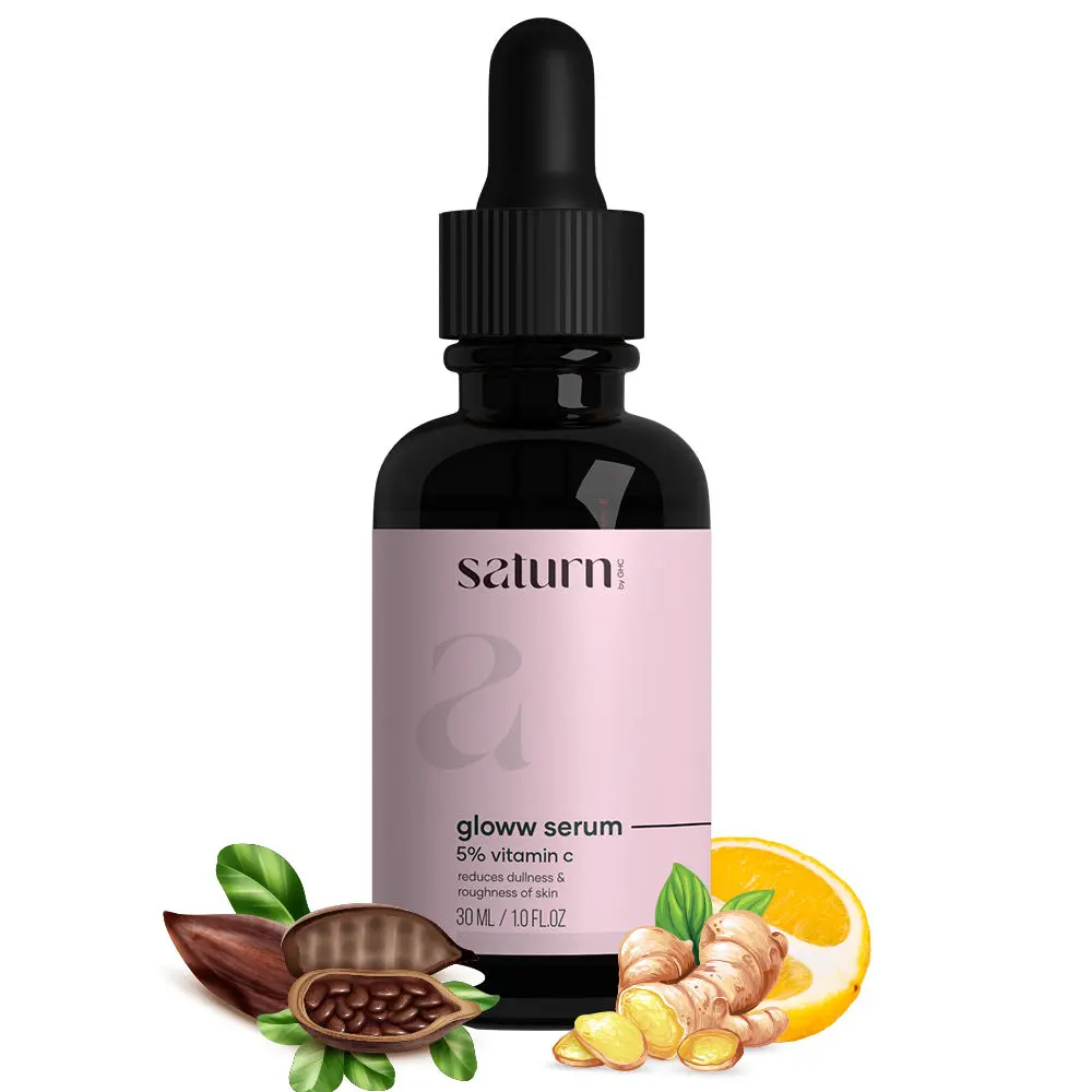 Saturn by GHC Vitamin C Face Serum With 5% Niacinamide , Cocoa Butter & Turmeric Extracts for Dry & Sensitive Skin | Chemical Free