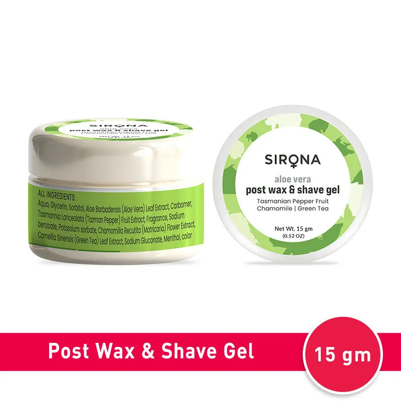 Sirona Natural Post Wax and Shave Gel For Men & Women with Goodness of Aloe Vera & Green Tea (Mini)