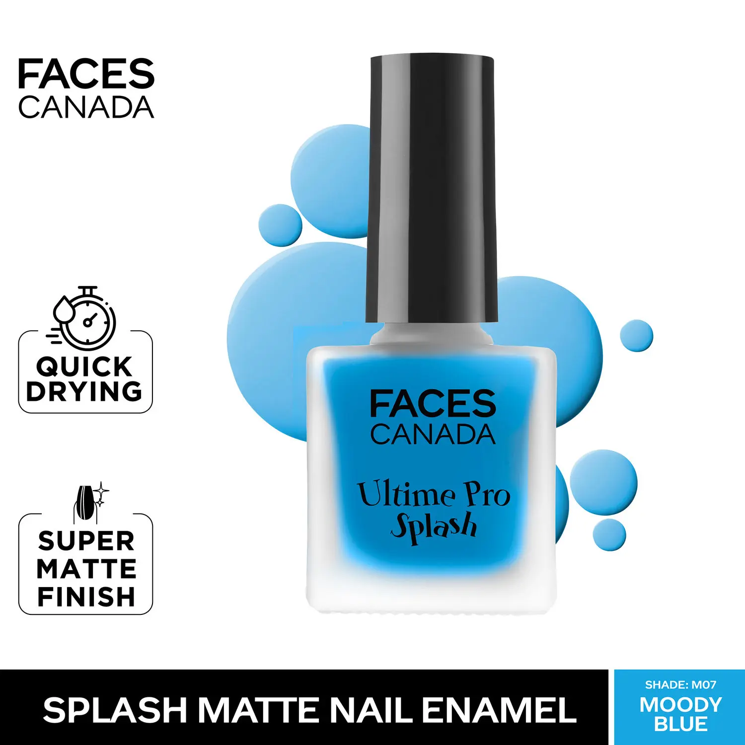 Faces Canada Ultime Pro Splash Nail Enamel Moody Blue M07 MRP 149