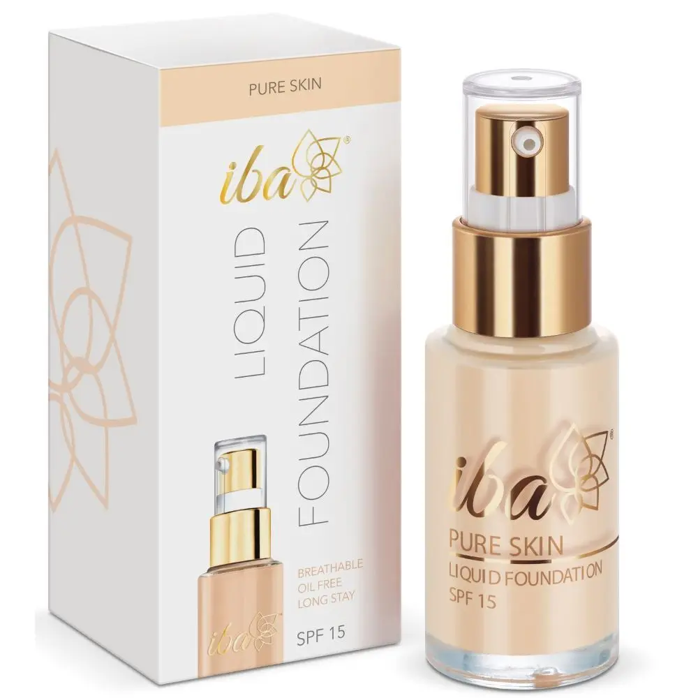 Iba Pure Skin Liquid Foundation - Snow White, 30ml | Full Coverage l Long Lasting | Lightweight l Oil Free Matte Finish | SPF 15 | Vegan & Cruelty Free