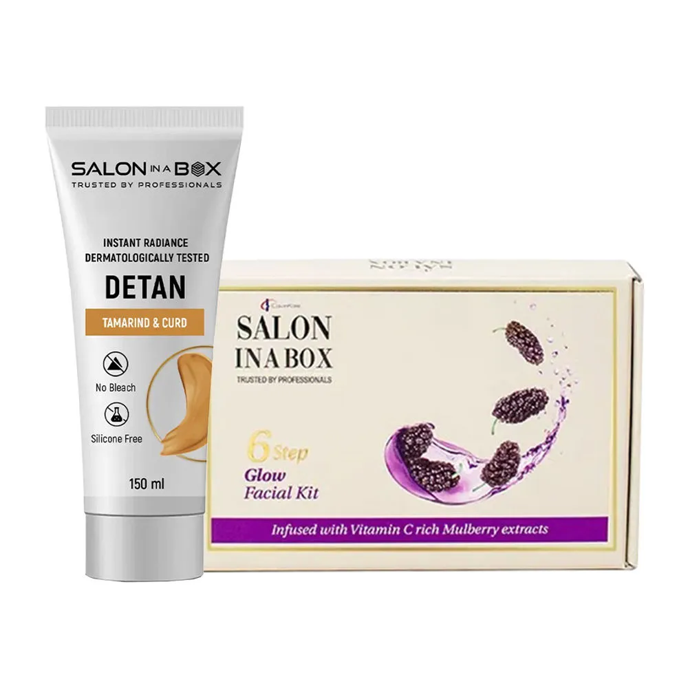 Salon In A Box Facial Care Combo - Glow Facial Kit + Tamarind & Curd De-Tan Cream