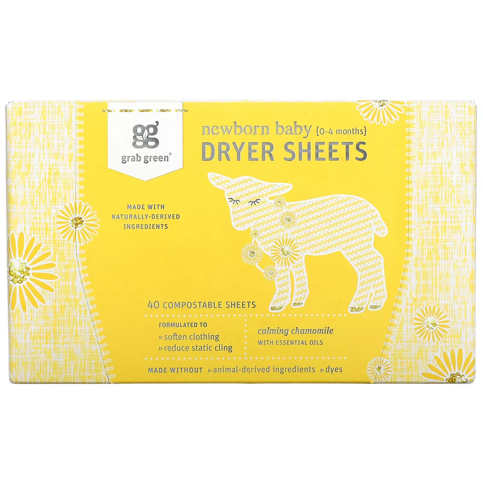 Newborn Baby Dryer Sheets, 0-4 Months, Calming Chamomile, 40 Sheets