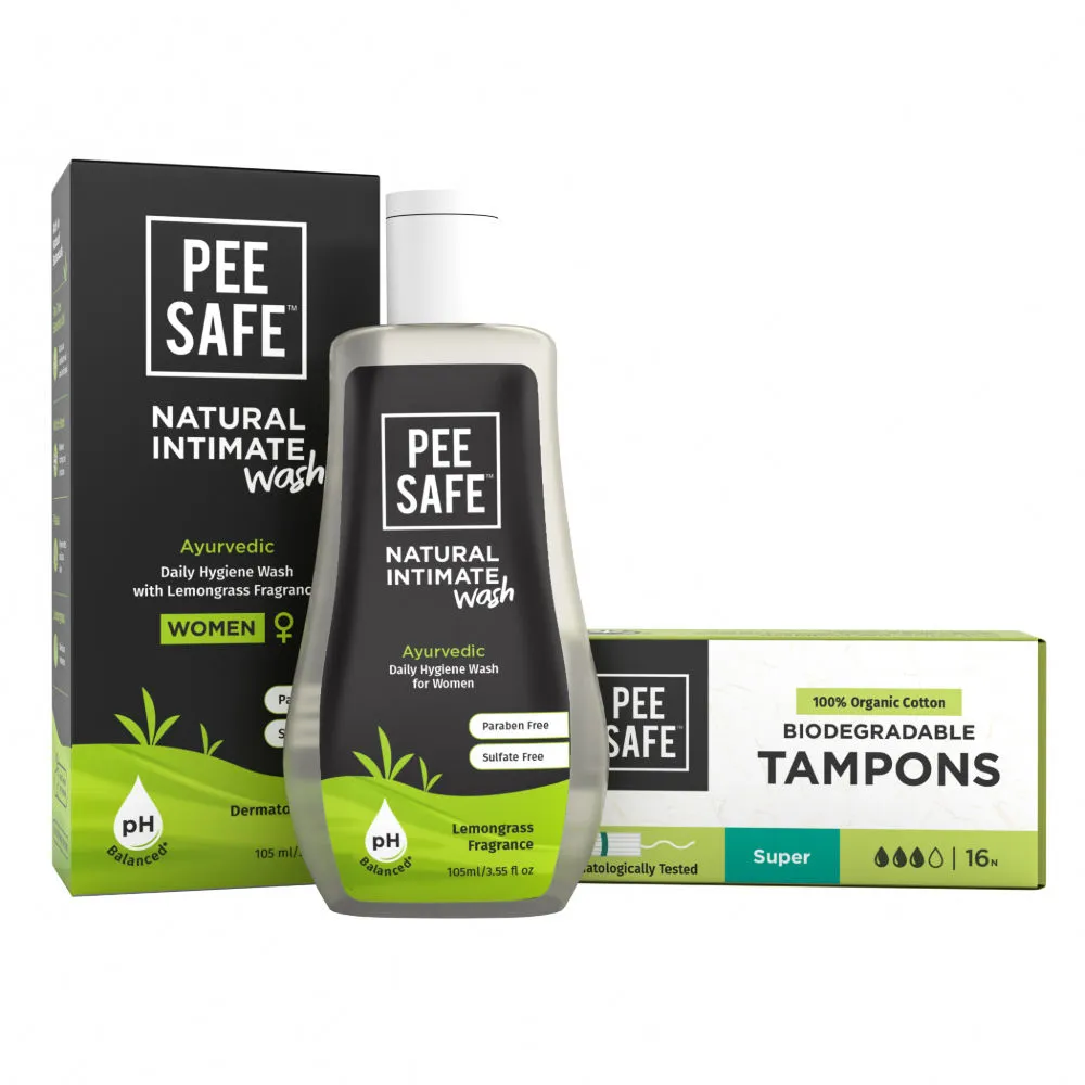 Pee Safe Intimate Wash Women & Organic Cotton Tampon Super