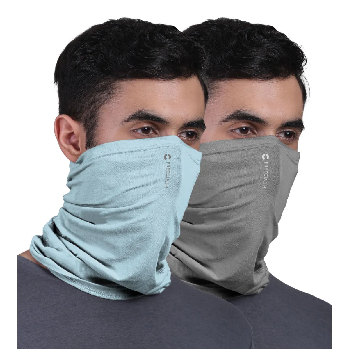 FREECULTR Unisex Plain Bamboo Bandana Anti Microbial Multipurpose Cloth Face Mask (pack Of 2)