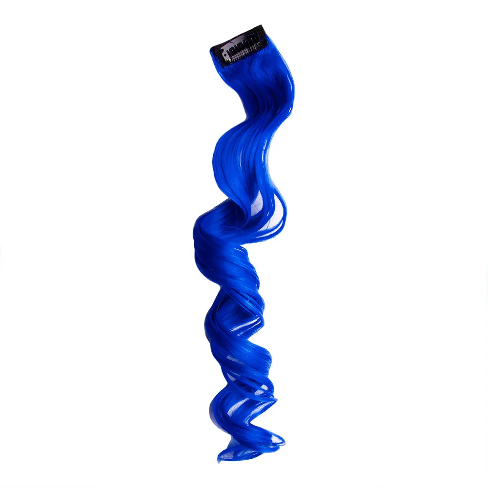 Streak Street Palantinate Blue Bonnet Curly Clip-On Strands