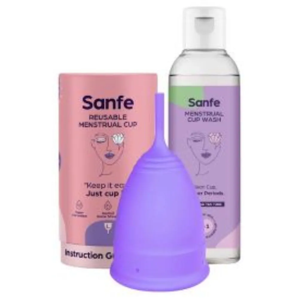 Sanfe New Moon Kit - Menstrual Cup Large, Natural Menstrual Cup Wash