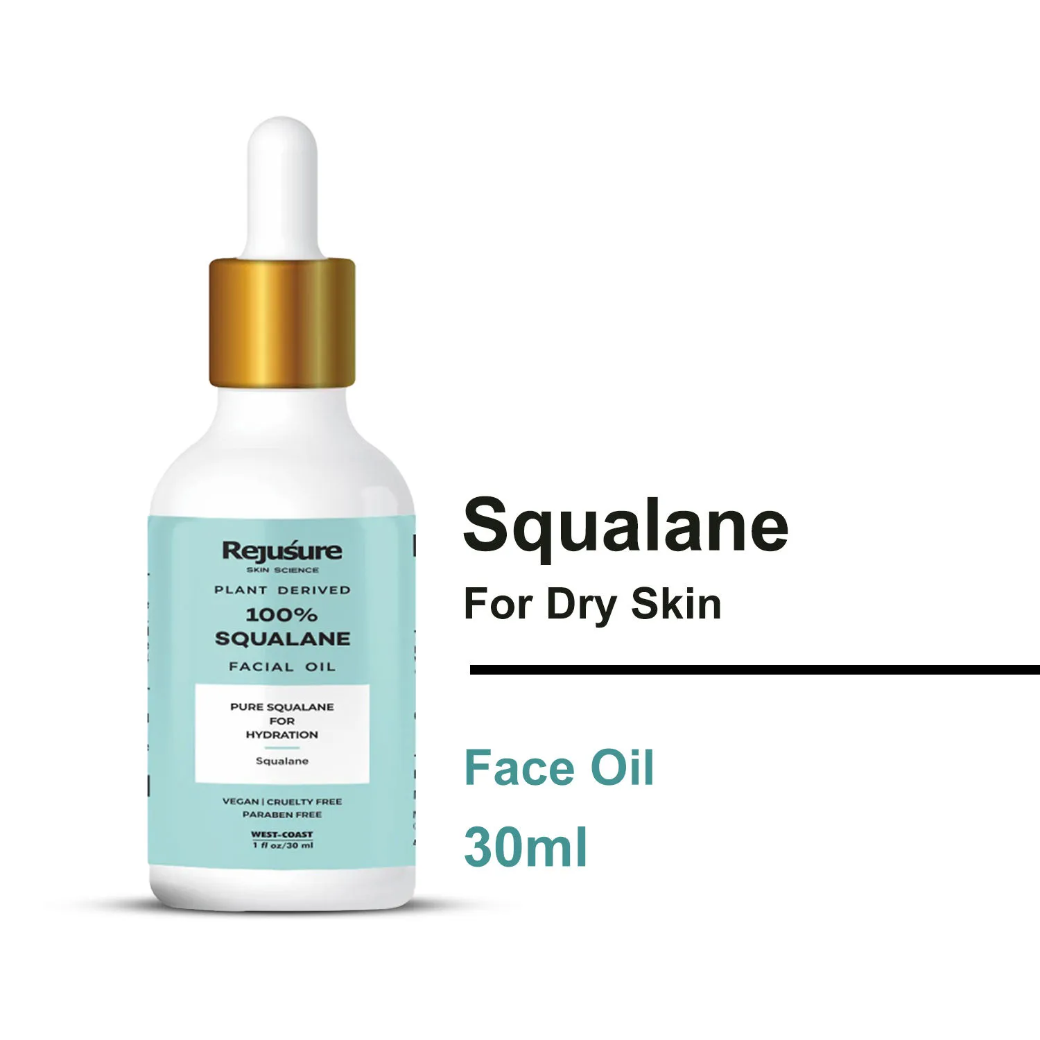 Rejusure 100% Plant Derived Pure Squalane Lightweight Face Oil