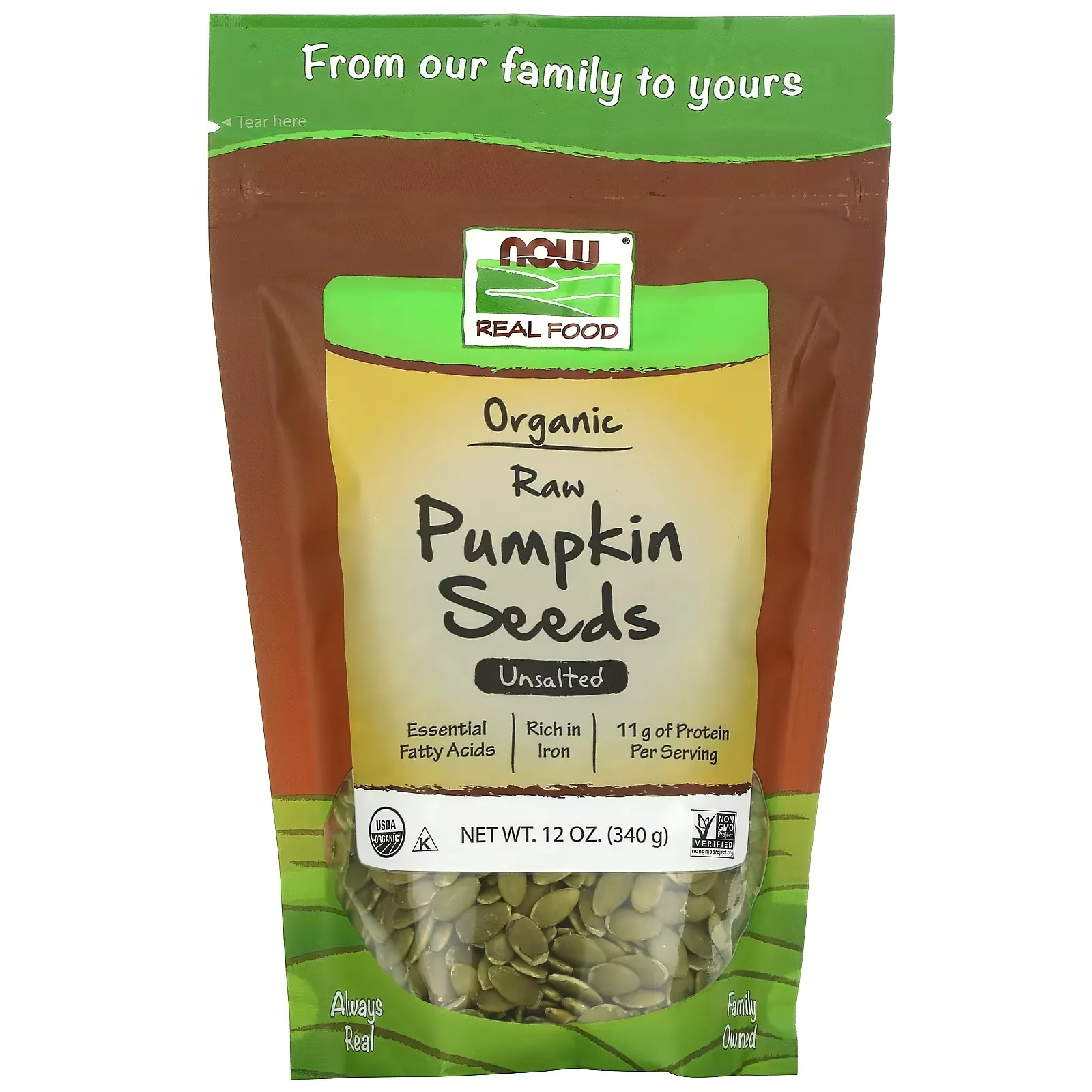 Organic, Raw Pumpkin Seeds, Unsalted, 12 oz (340 g)