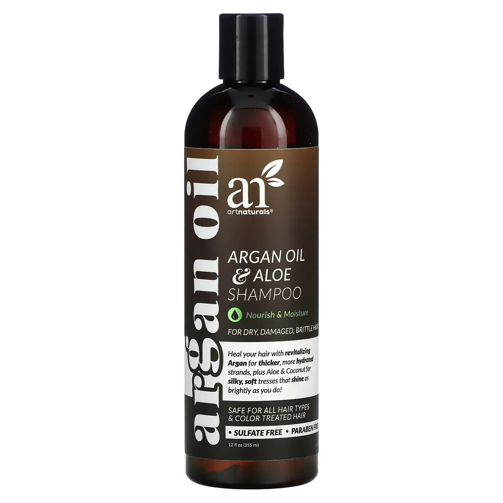 Argan Oil & Aloe Shampoo, For Dry, Damaged, Brittle Hair, 12 fl oz (355 ml)