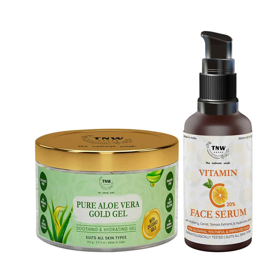 TNW The Natural Wash Pure Aloe Vera Gold Gel and Vitamin C Face Serum