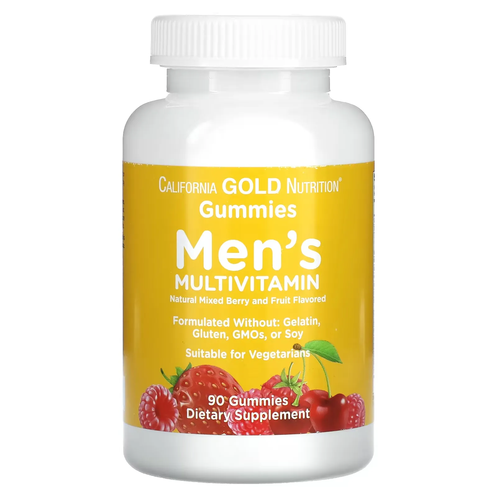 Men’s Multi Vitamin Gummies, No Gelatin, No Gluten, Mixed Berry and Fruit Flavor, 90 Gummies