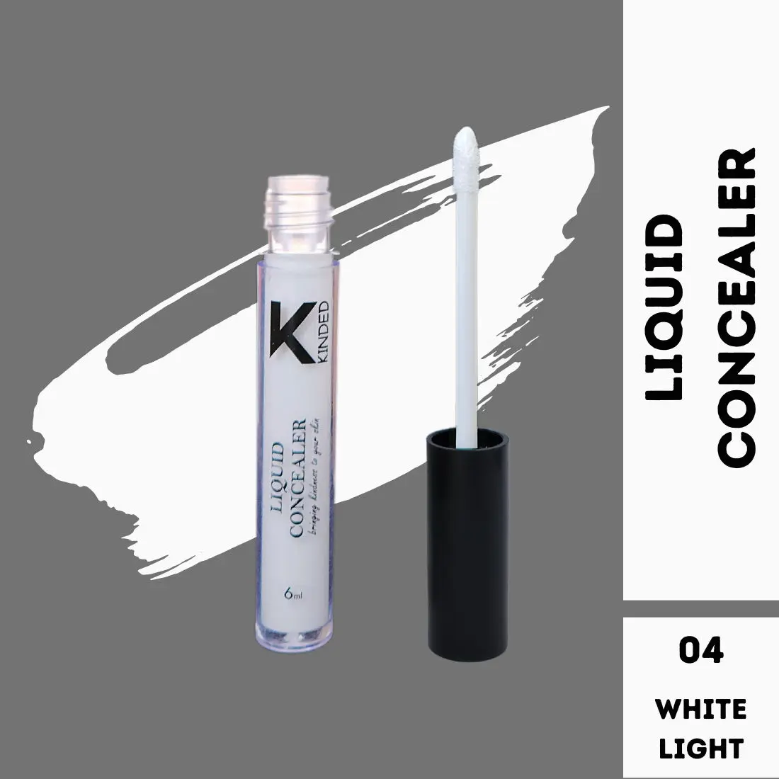 KINDED Liquid Concealer for Face Makeup Full Coverage Colour Corrector Contour Waterproof HD Pro Master Series for Dry & Oily Skin Acne Dark Circles Dark Spots (Creamy Matte, White Light, 6 ml)