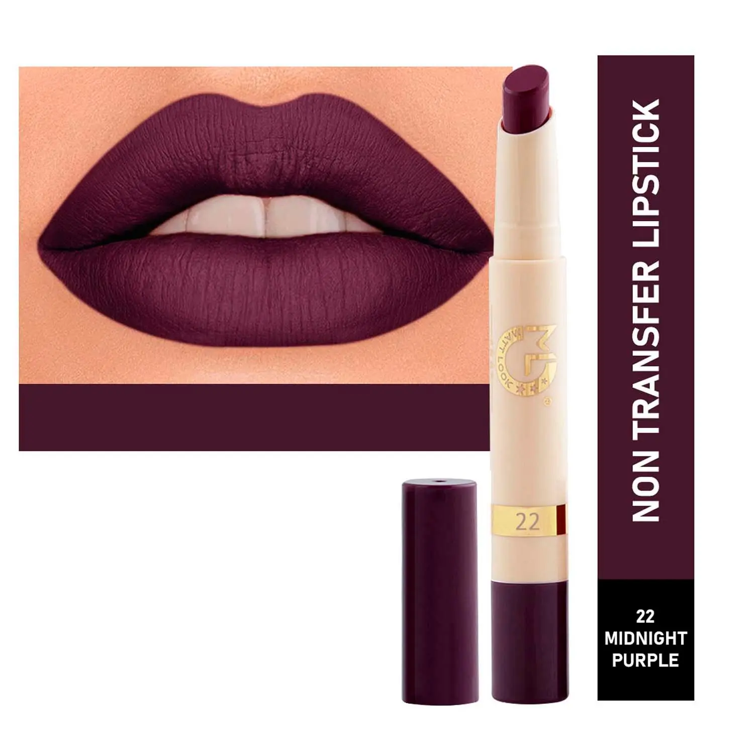 Matt look Velvet Smooth Non-Transfer, Long Lasting & Water Proof Lipstick, Midnight Purple (2gm)